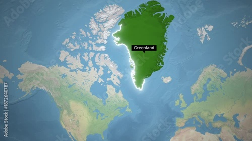 Greenland Map Animation Highlighting Strategic Arctic Territory for Geopolitics, Natural Resources, and Climate Change Research