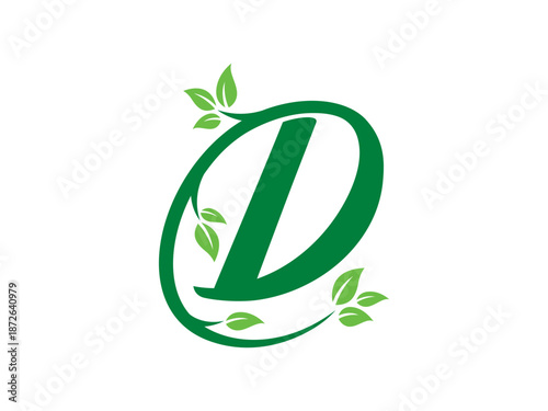 letter D nature logo design template