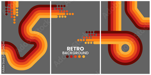 Retro Style Abstract Design with Circular and Vibrant Geometric Patterns