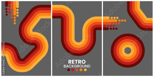 Retro Style Abstract Design with Circular and Vibrant Geometric Patterns