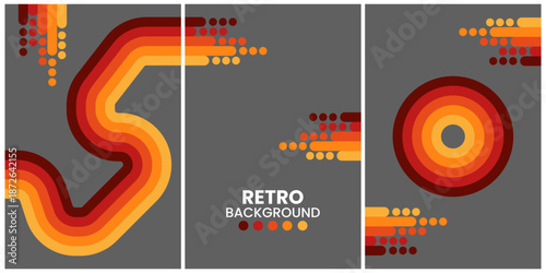 Retro Style Abstract Design with Circular and Vibrant Geometric Patterns