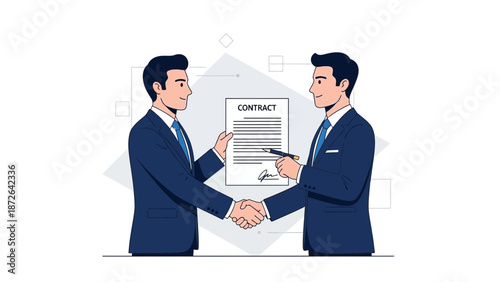 Businessmen shaking hands, signing contract, agreement, partnership, deal, success, teamwork