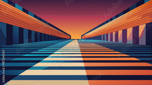 Modern cityscape at sunset