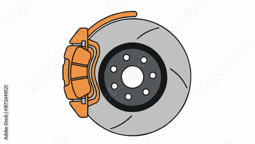 Car Brake Disc and Caliper Illustration.