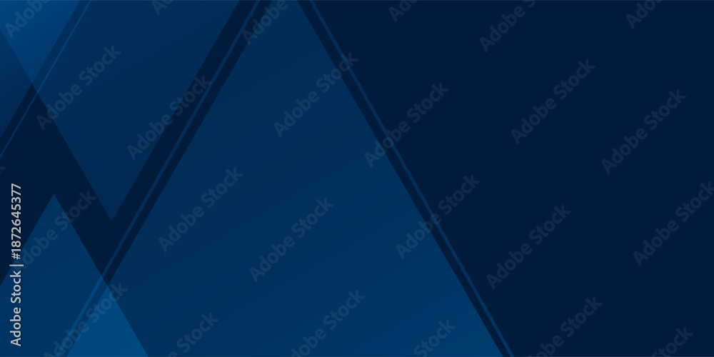 Fototapeta premium Abstract blue gradations with geometric triangle shapes on dark background. Simple wallpaper desktop