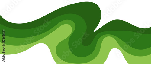 Modern abstract green background featuring soft layered waves and natural tones, ideal for sustainability branding, environmental themes, and website headers.