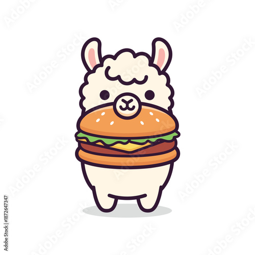 Cartoon Alpaca Disguised as a Burger