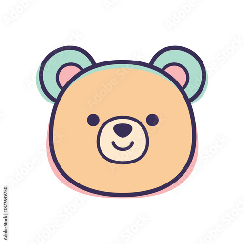 Adorable Cartoon Bear Face Vector Illustration