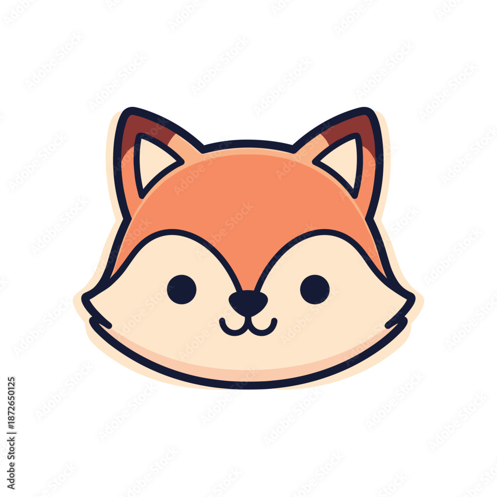 Fototapeta premium Cute Cartoon Fox Face Vector Illustration