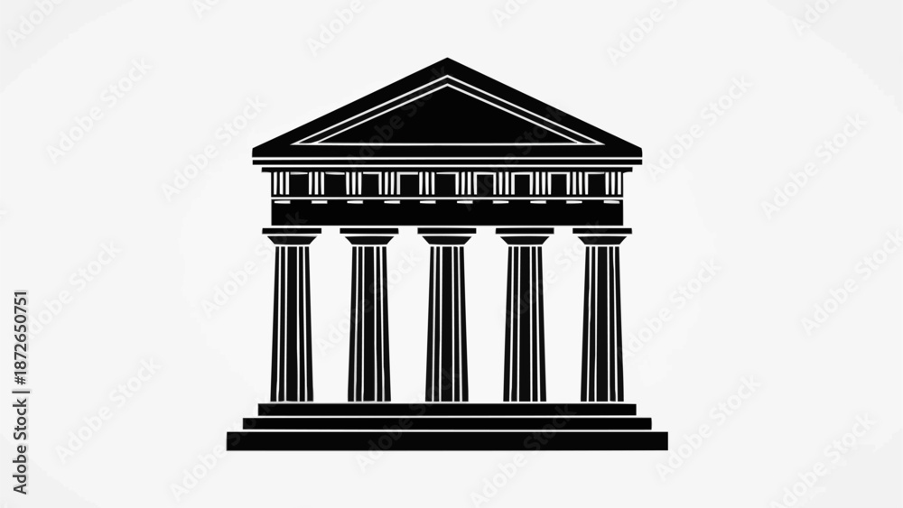 Naklejka premium Classic Greek Temple Facade with Columns and Pediment.