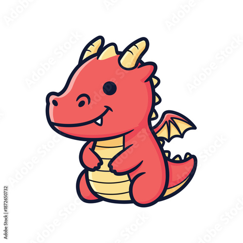 Adorable Cartoon Red Dragon Illustration