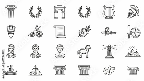 Collection of Ancient Greek and Roman Icons and Symbols.