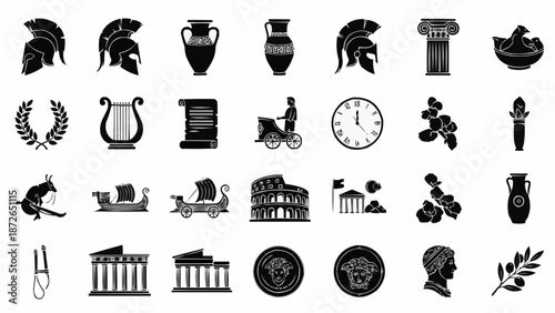Collection of Ancient Greek and Roman Symbols and Icons.