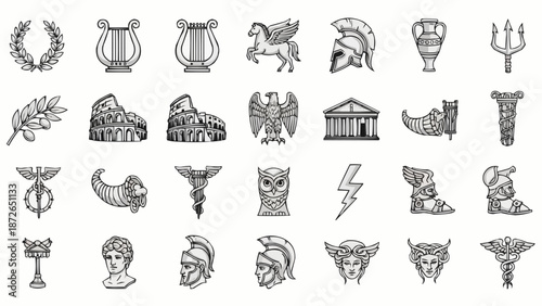 Collection of Ancient Greek and Roman Symbols and Icons.