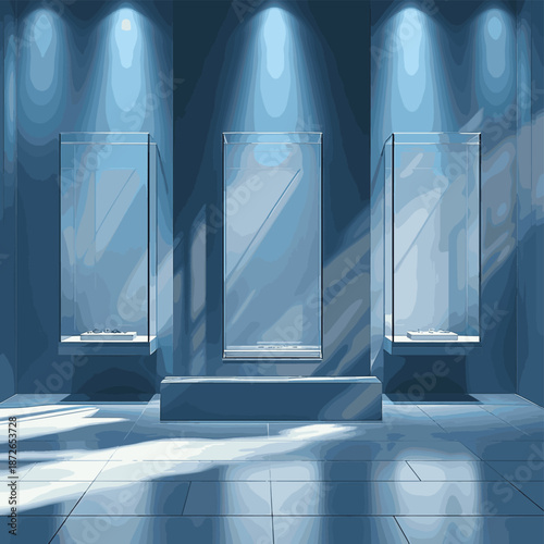 Showcases for your exposure floodlit. , vector style simple color
