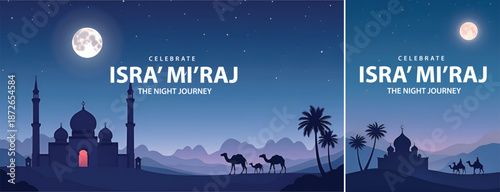Gradient background islamic isra miraj, isra miraj night journey background for poster, flyer, social media template design