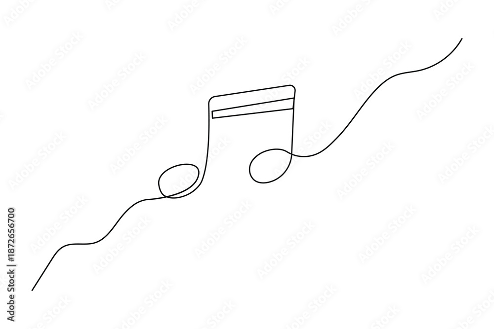 Obraz premium Creative music notes continuous one line outline design