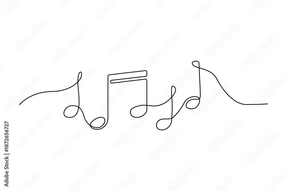 Obraz premium Minimal music icon one line art, clean outline vector