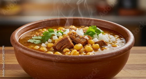 Steaming Bowl of Hearty Beef and Bean Stew