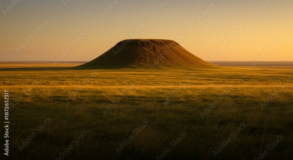 Obraz premium Grassland Hill at Sunset