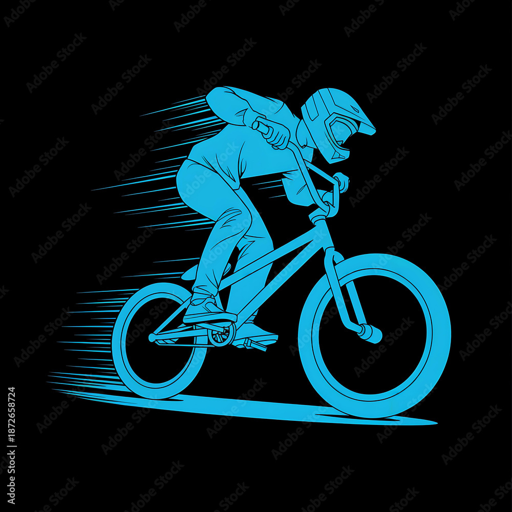 Obraz premium BMX Bicycle Silhouette: Dynamic Urban Sportswear Design & Extreme Youth Culture in Motion