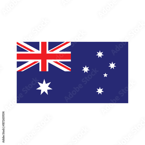 The national flag of Australia with a dark blue background and stars
