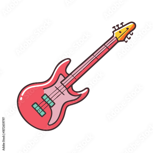 Electric Bass Guitar Isolated on Dark Background – Musical Instrument Concept