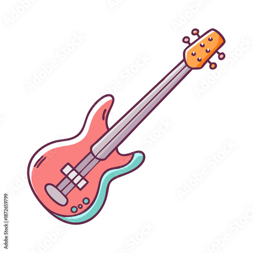 Electric Bass Guitar Isolated on Dark Background – Musical Instrument Concept