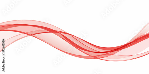 Elegant red wave abstract design with smooth curves on a white background