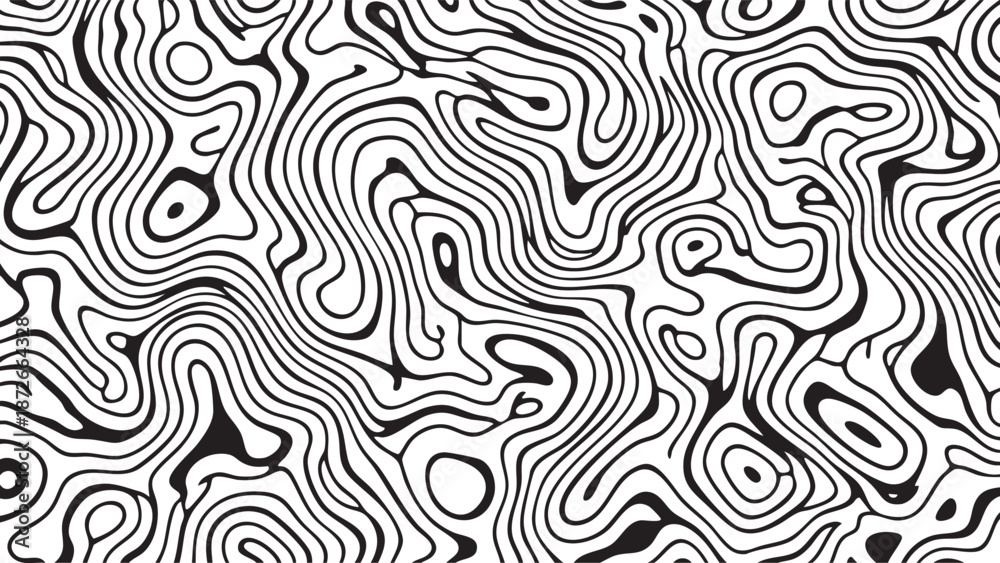 Fototapeta premium Optical illusion with swirling black and white lines creating a wavy pattern