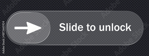 Glass effect unlock slide button icon vector. access to locked mobile symbol. vector illustration.