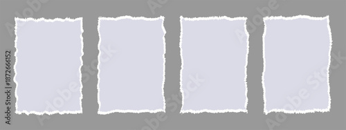 Light Grey torn paper frame background. text box, note element, design accent, blank sheet wallpapers symbol. vector illustration.