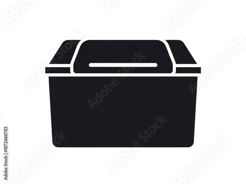 Modern black cooler box with lid for outdoor activities