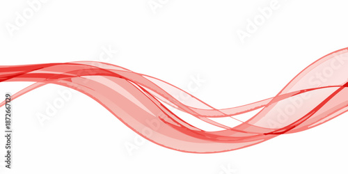 Tableau sur toile Elegant red abstract lines flowing across a clean white background