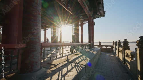 Sunrise through the frame, the beauty of Summer Palace Yuzaoxuan