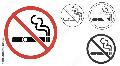 No Smoking No Vaping Sign, cigarette and vape forbidden area icon, public health, tobacco ban zone, safety vector illustration.