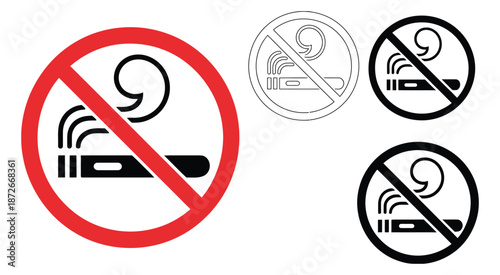 No Smoking No Vaping Sign, cigarette and vape forbidden area icon, public health, tobacco ban zone, safety vector illustration.