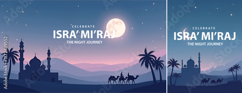 Gradient background islamic isra miraj, isra miraj night journey background for poster, flyer, social media template design