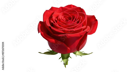 Single Red Rose Flower Bud isolated PNG with Transparent Background