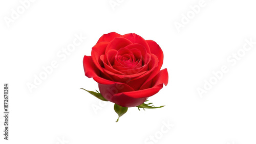 Vibrant Red Rose Bud Flower isolated PNG with Transparent Background