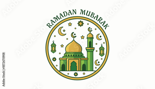 2D flat Ramadan mosque icon