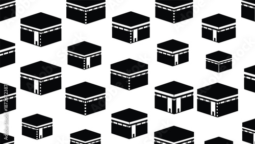 Black and white kaaba pattern islamic background Vector