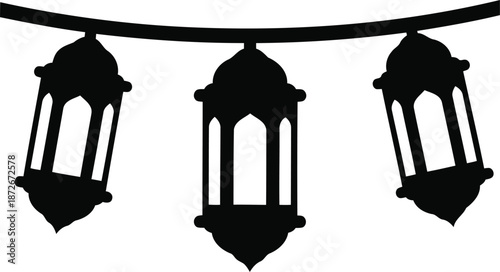 Elegant hanging lanterns decorative string light Vector