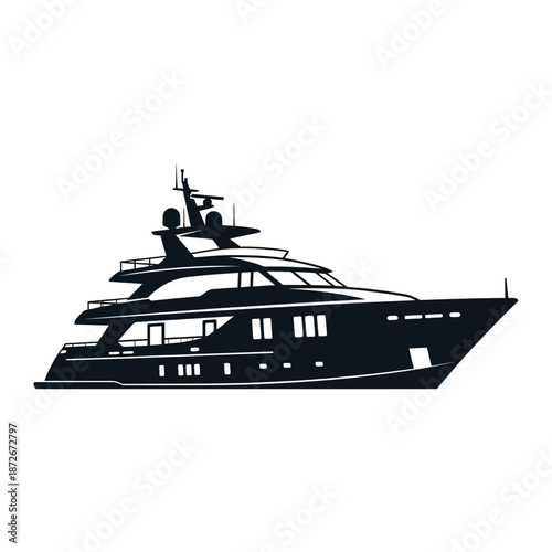 A striking black silhouette of a luxurious yacht sailing on calm waters a symbol of wealth