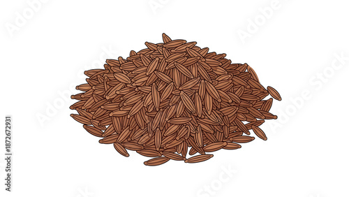 Hand-drawn Cumin Seeds Pile Illustration on Solid Black Background