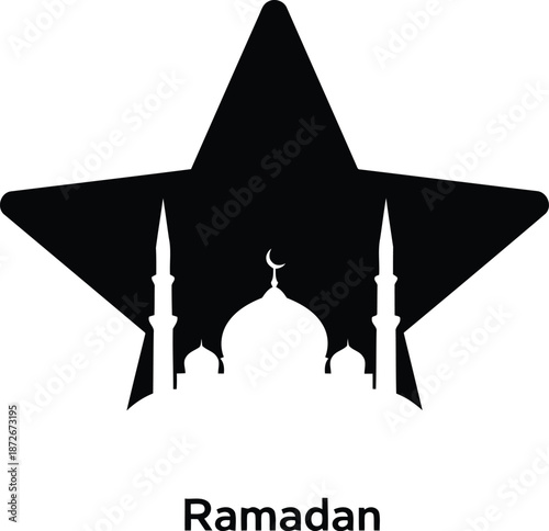 Minimalist ramadan star with mosque silhouette Vector