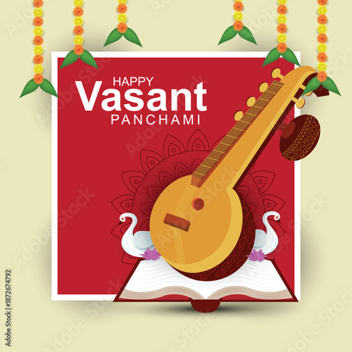 Vector illustration of Happy Vasant Panchami festival background