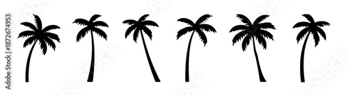 Silhouette Palm Trees Graphic Icon Set for Tropical Designs