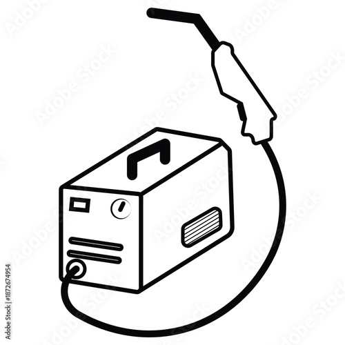 Engine driven welder vector icon. Tool, equipment or machine for generated electricity power for welding process in metalworking or construction work