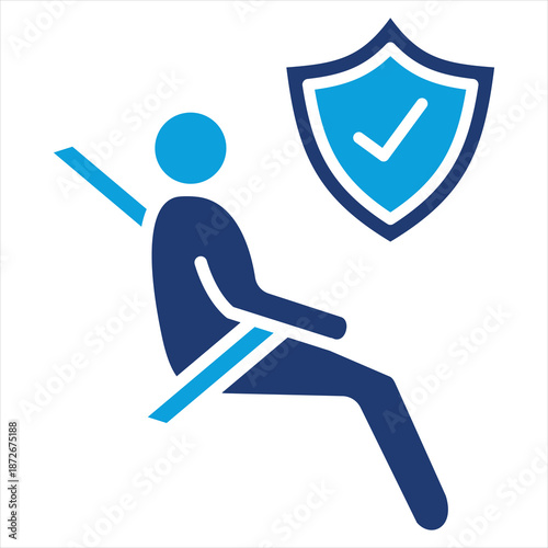 Airbag Flat Blue Icon Vector Illustration